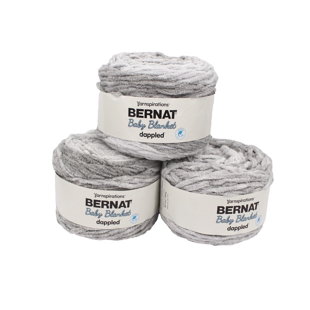 Bernat Baby Blanket Dappled Yarn 3 Cakes Gray Color Skipping Stone 10.5 Oz New